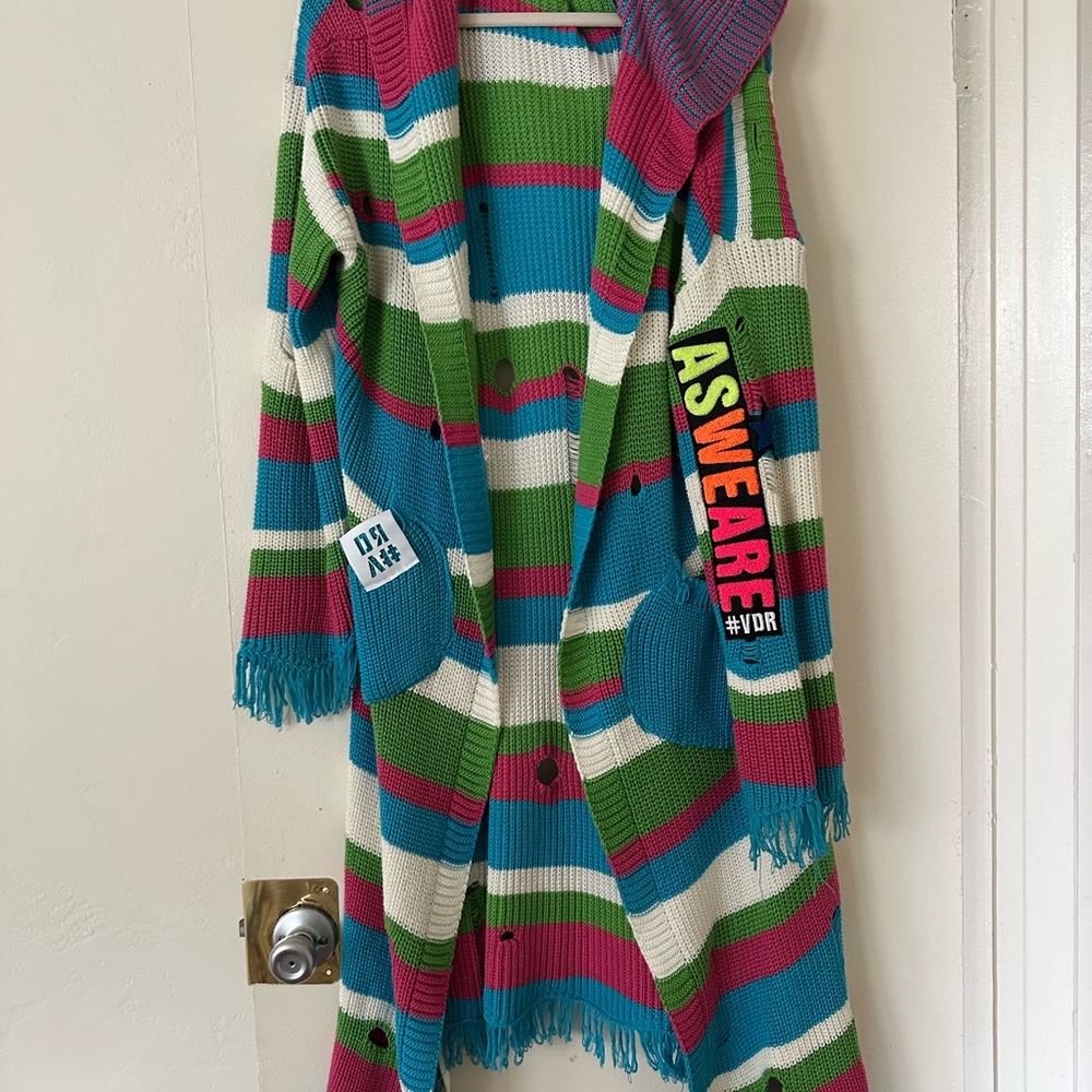Colorful Striped Knit Cardigan